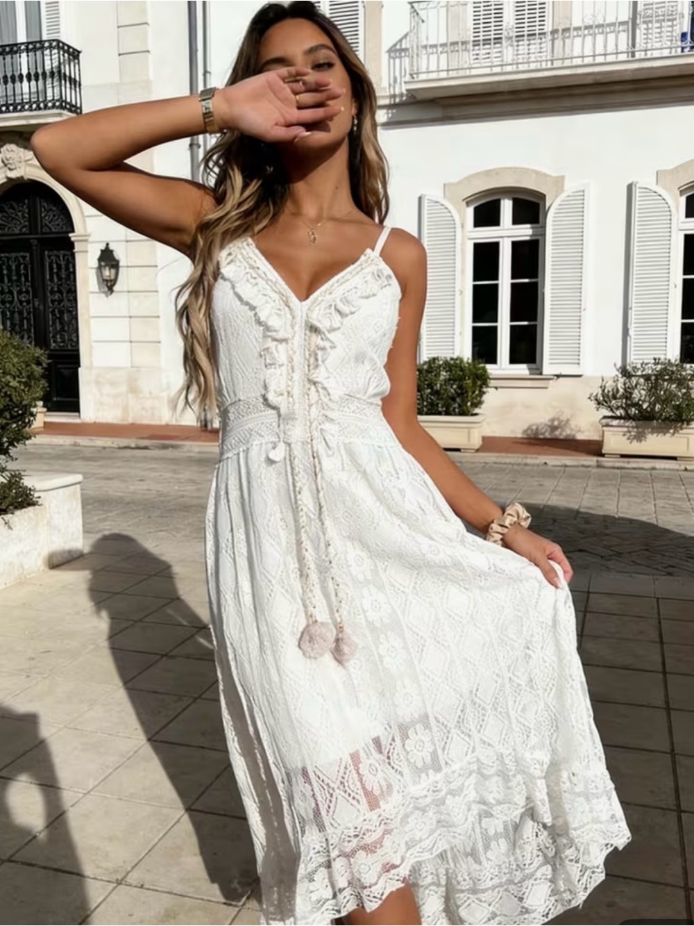 NWOT White Lace Maxi with Spaghetti Straps, Boho, Summer Dress, Various Sizes